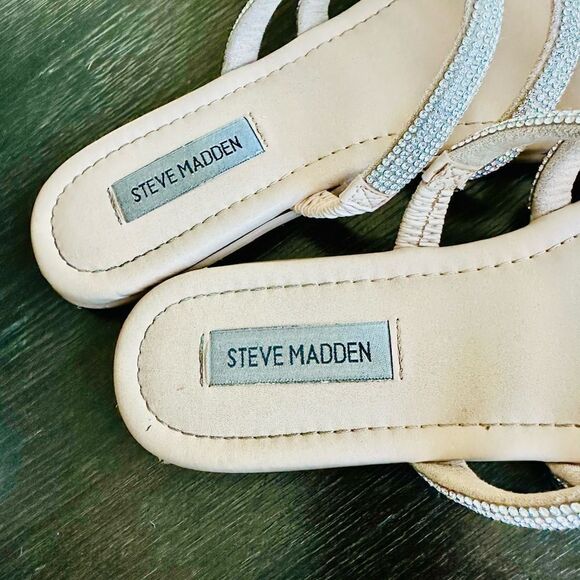 Steve Madden rhinestone, strappy slide sandals. - Picture 2 of 4